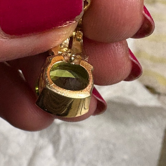Peridot diamond 14k yellow gold pendant enhancer - Picture 3 of 11